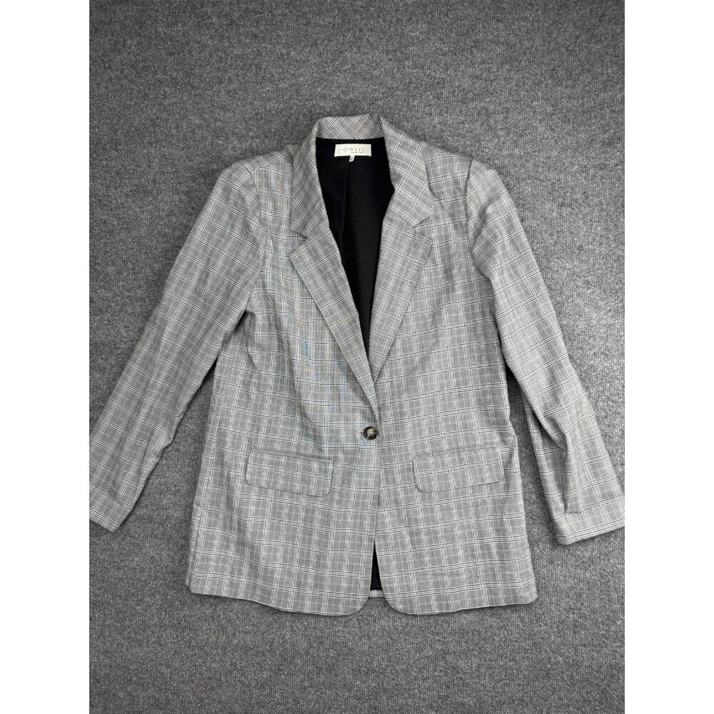 WAYF Blazer Womens Medium Plaid Checkered Single Button Classic Office Jacket